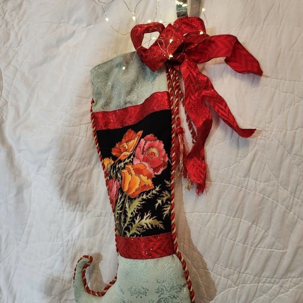 Red  Enchanted‎ poppies Holiday Stocking